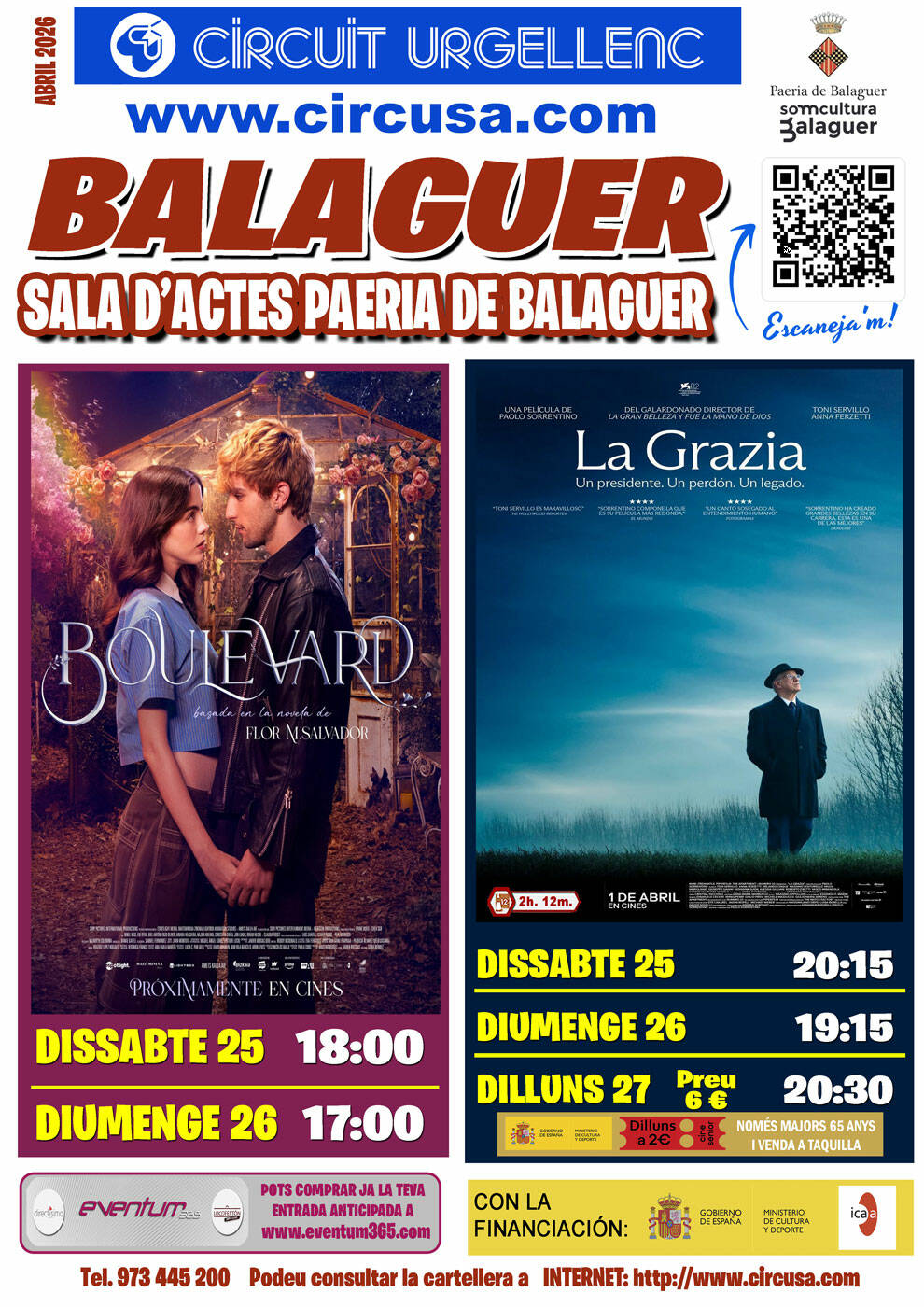 CINEMA ABRIL 25, 26 i 27