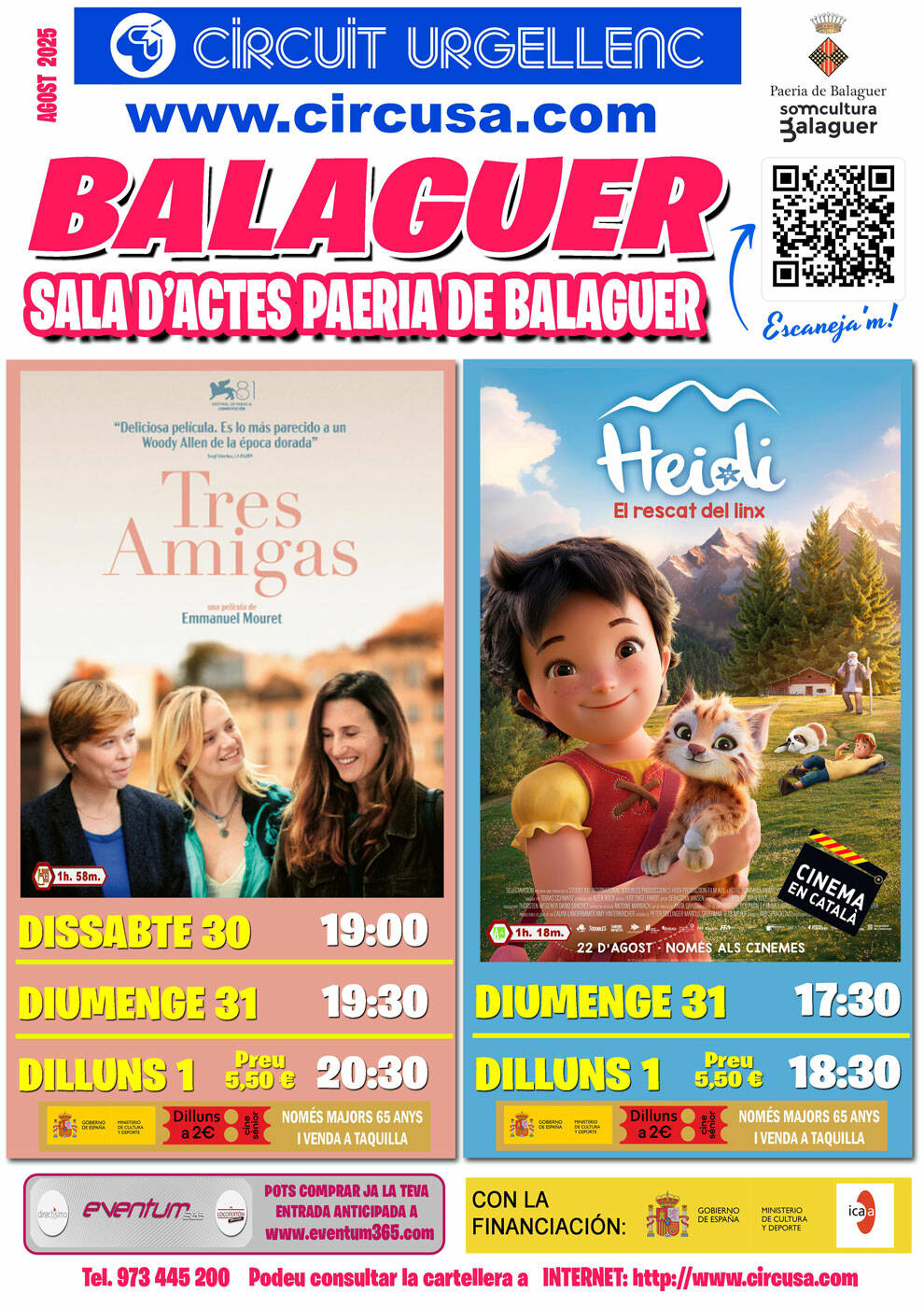 CINE AGOSTO 30 y 31 SEPTIEMBRE 1