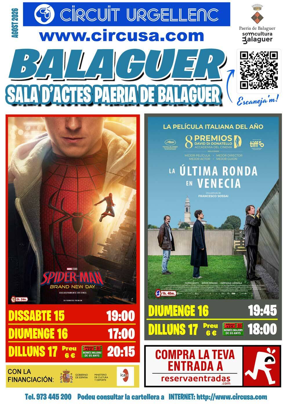 CINE AGOSTO 15, 16 y 17