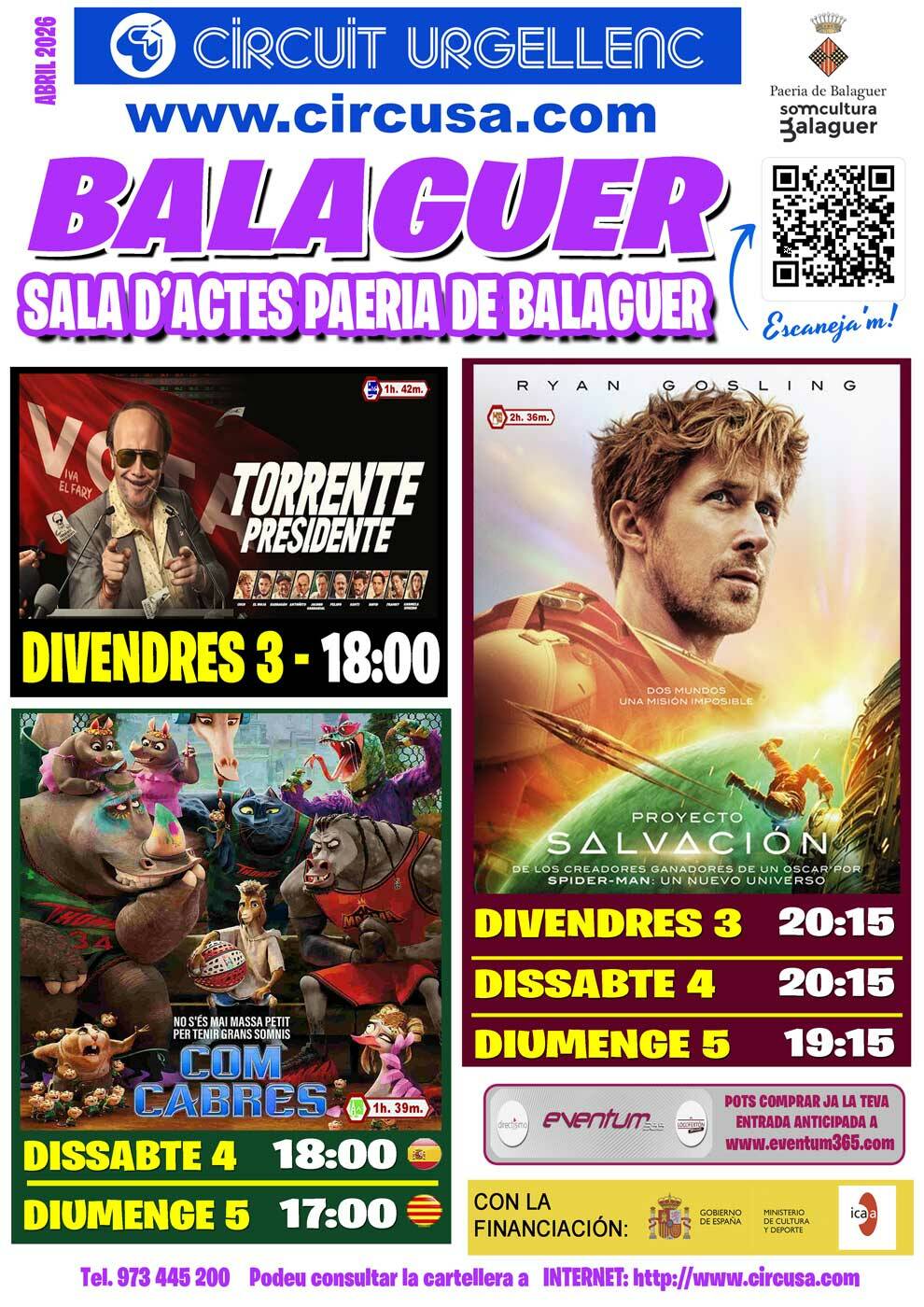 CINE ABRIL 3, 4, y 5