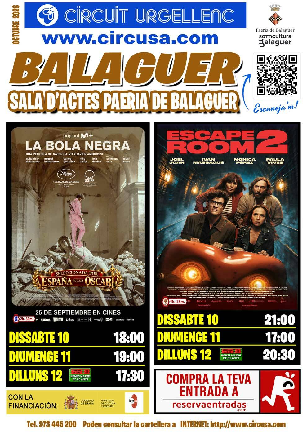 CINE OCTUBRE 10, 11, y 12