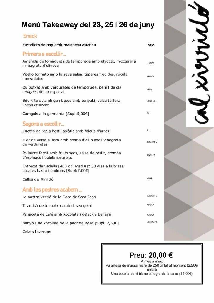 MENÚ TAKE-AWAY