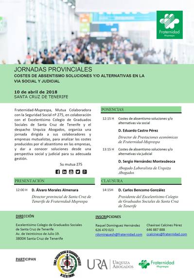 Jornada “Costes de absentismo; Soluciones y/o alternativas en la vida social y judicial