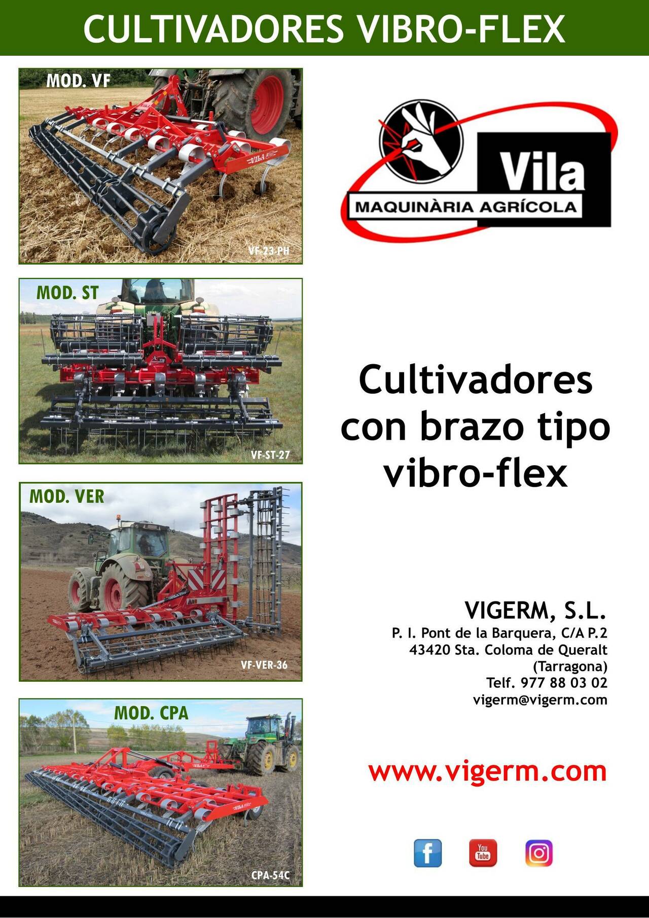 Cultivador con brazo tipo vibro-flex