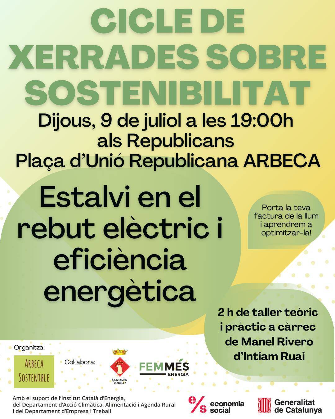 Sala d'actes de la Sala República. Conferència estalvi en el rebut de l'electricitat i eficiència en