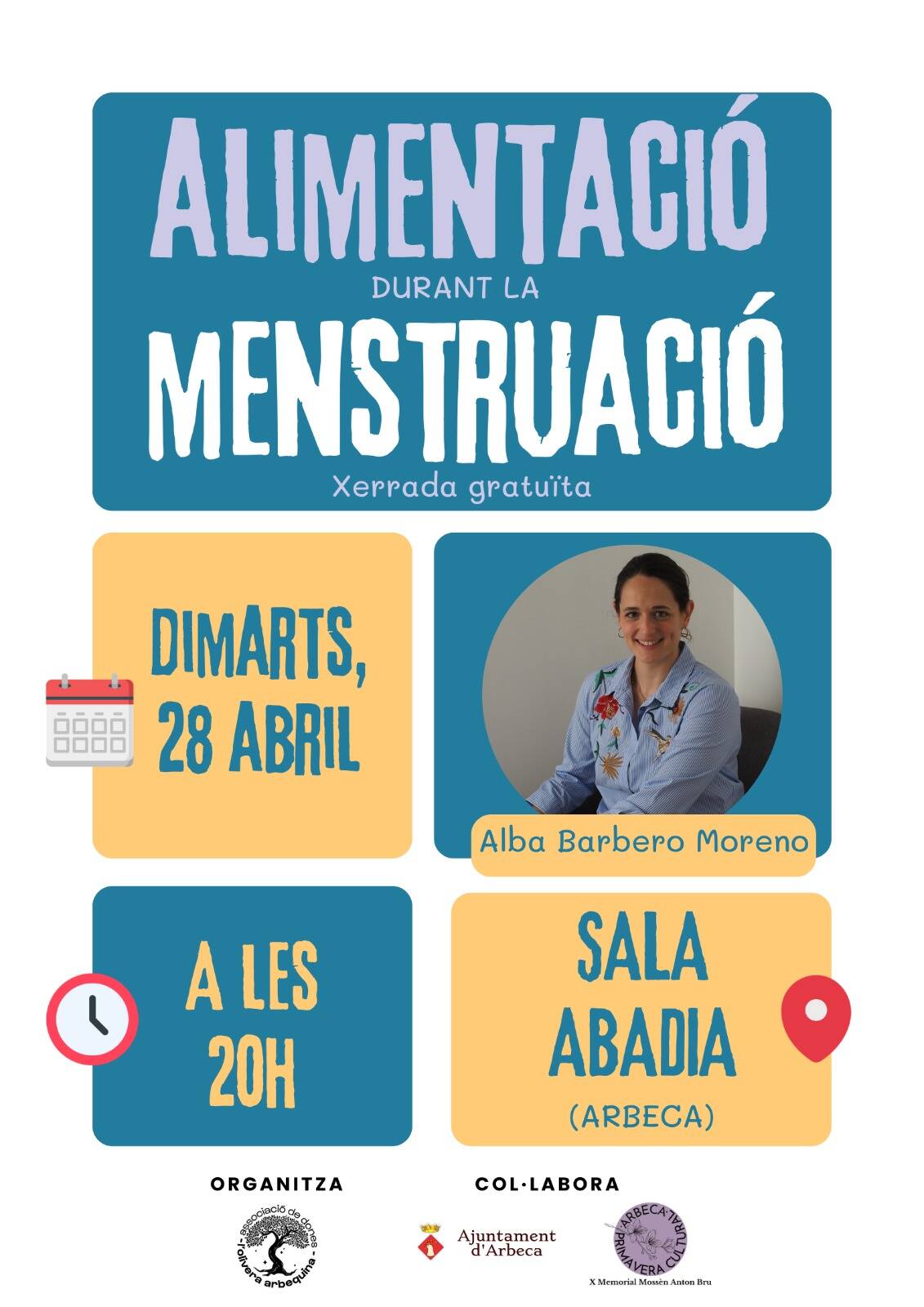 Sala L'Abadia. Conferència: Alimentació durant la menstruació