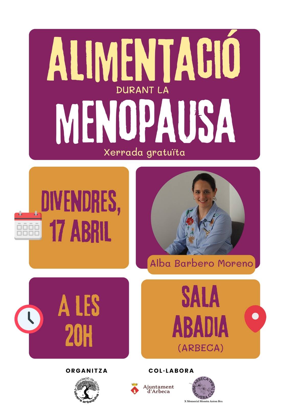 Sala l’Abadia. Conferència: Alimentació durant la menopausaa