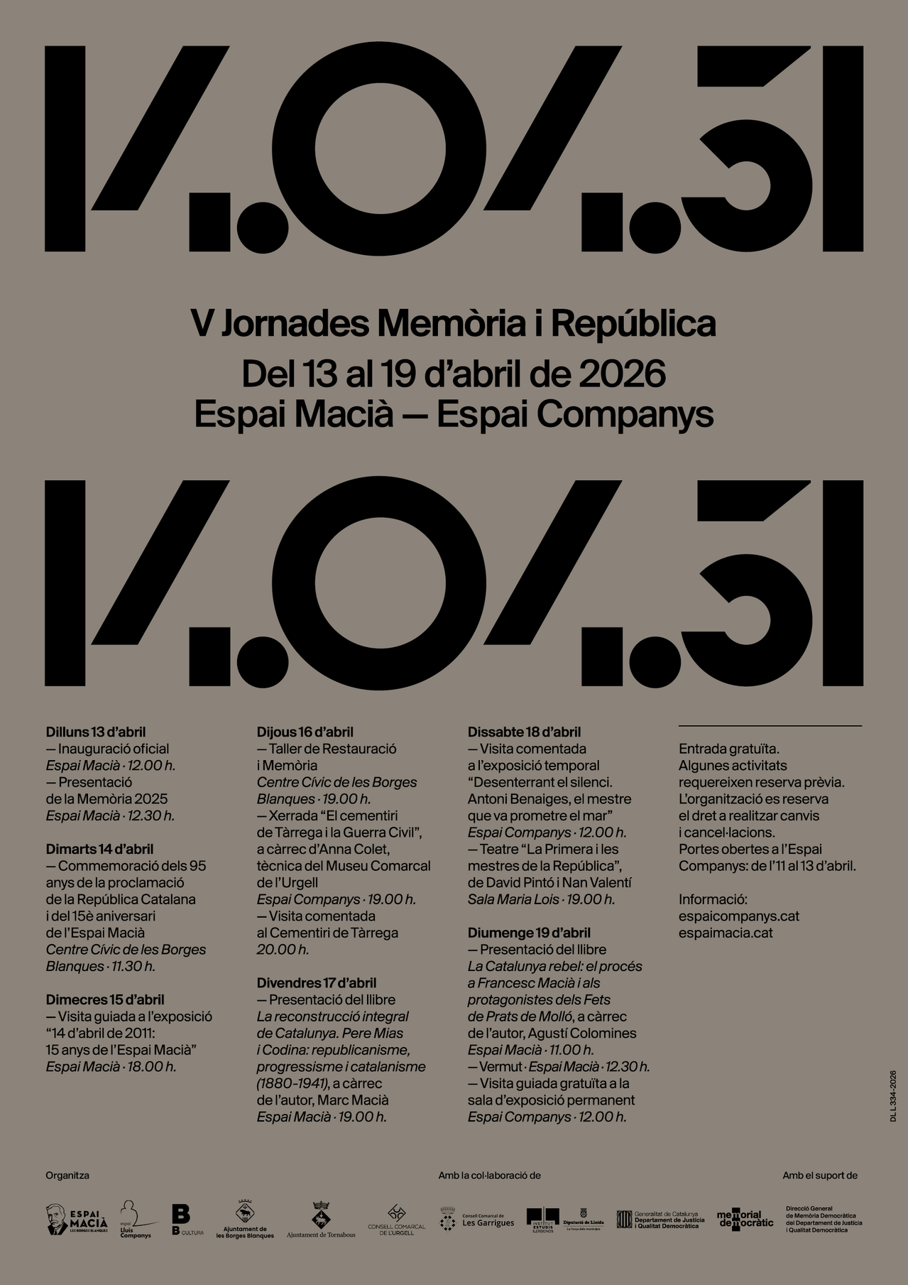 Commemoració dels 95 anys de la proclamació de la República Catalana Les Borges Blanques