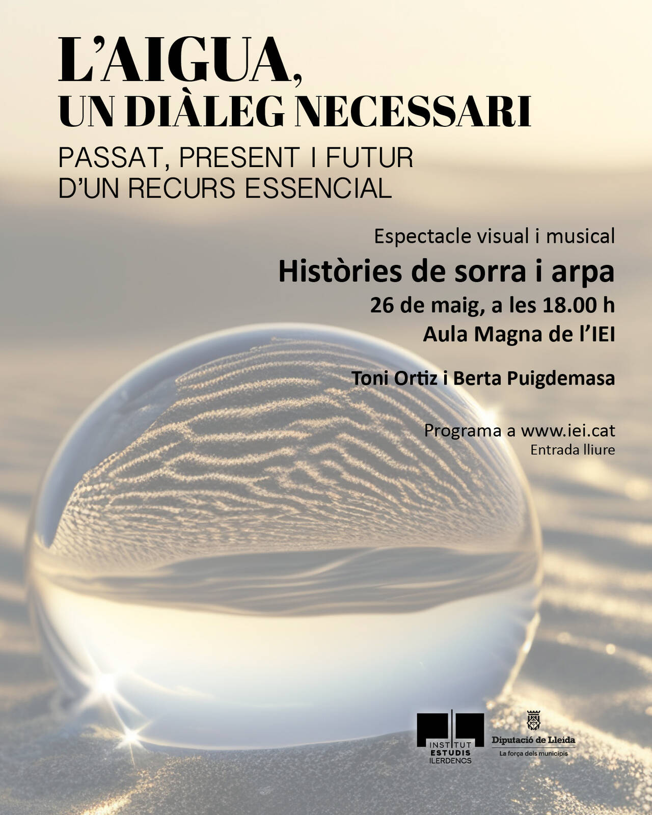 cicle “L’Aigua, un diàleg necessari” -  "Històries de Sorra i Cordes". Dibuixos a la Sorra + Arpa. D