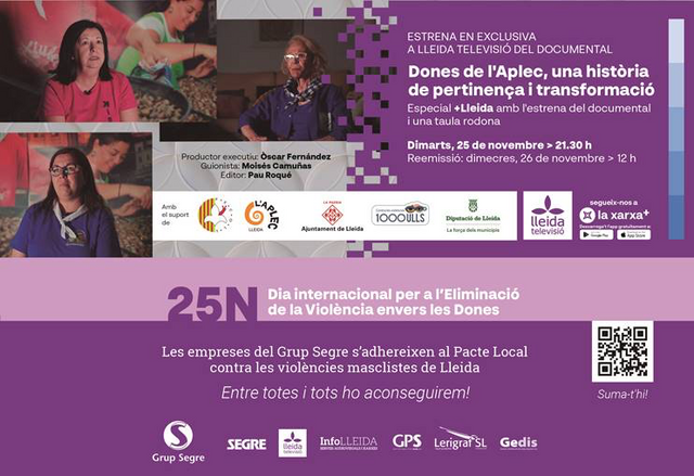 Hoy 25N, estreno de 'Dones de l'Aplec' en Lleida TV