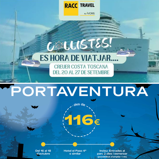 Creuer, Halloween a Port Aventura i avantatges exclusius per a collistes, amb RACC Travel. Consulta les ofertes!