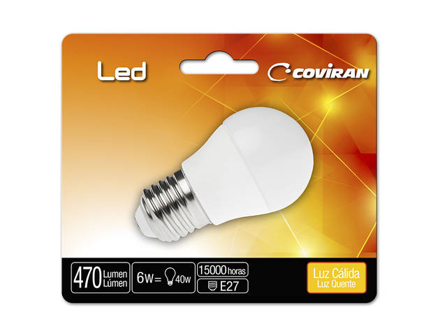 LMP COVIRAN LED ESFERICA 6W E27 470 LM CALIDA 1BL