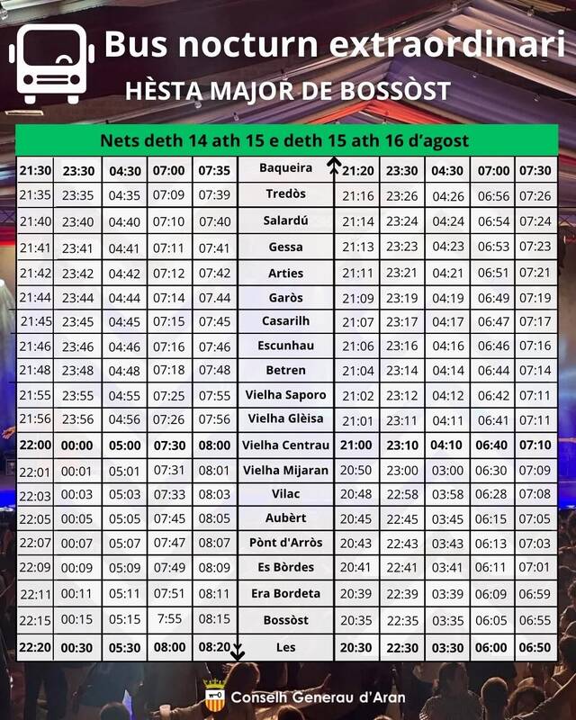 Bus extraordinari pes hèstes de Bossòst