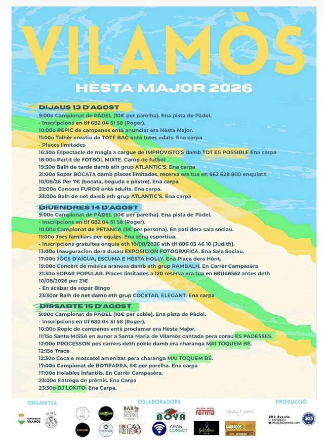 Deth 13 ath 15 d’agost arriben es Hèstes Majors de Vilamòs