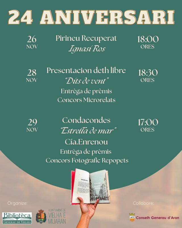 Deth 26 ath 29 de noveme arribe eth 24au aniversari dera Bibliotèca Generau de Vielha