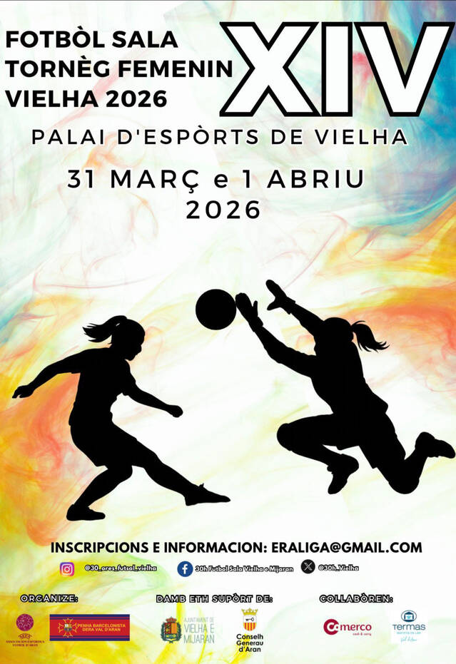 Es dies 31 de març e 1 d’abriu Vielha tornarà a èster er epicentre deth fotbòl femenin damb era celebracion deth 14au Tornèg Femenin de Fotbòl Sala de Vielha