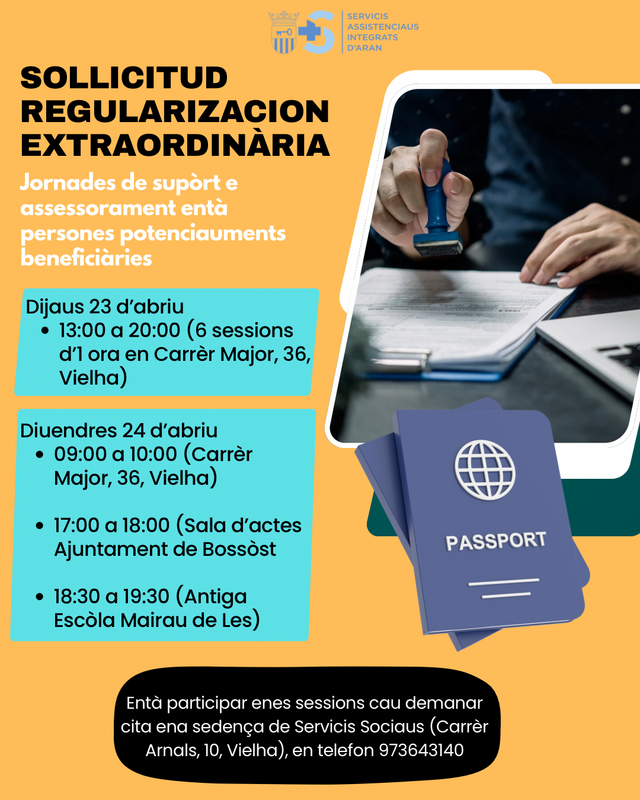 Jornades de supòrt e assessorament entà persones potenciaument beneficiàries dera regularizacion extraordinària deth Govèrn Espanhòl