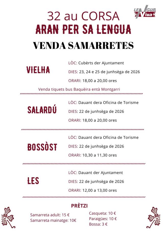 Lengua Viua premanis era venda de samarretes dera 32au Corsa Aran Per Sa Lengua