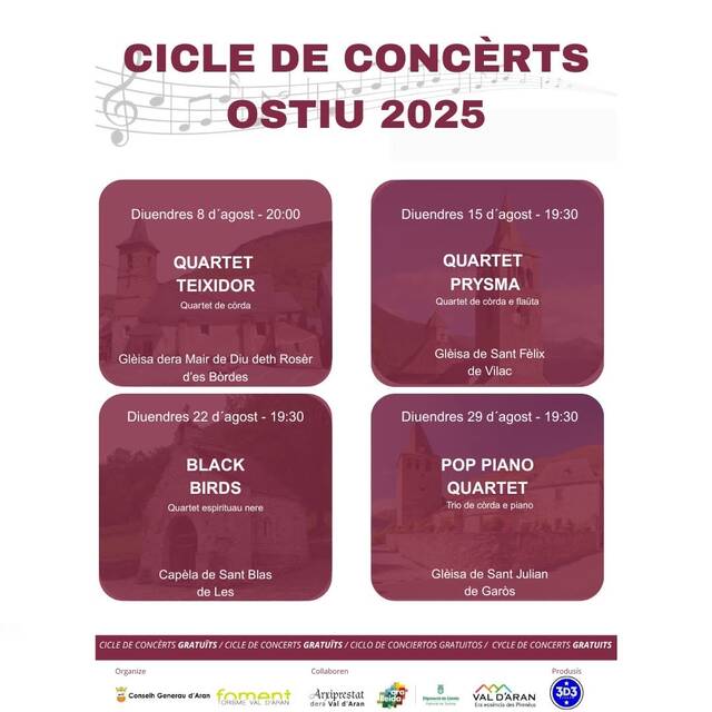Nau Cicle de concèrts d’ostiu enes glèises dera Val d’Aran