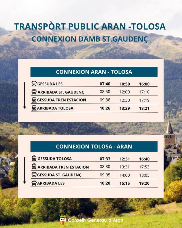 Naui oraris dera connexion en transpòrt public entre Aran e Tolosa a compdar d’aguest mes de seteme