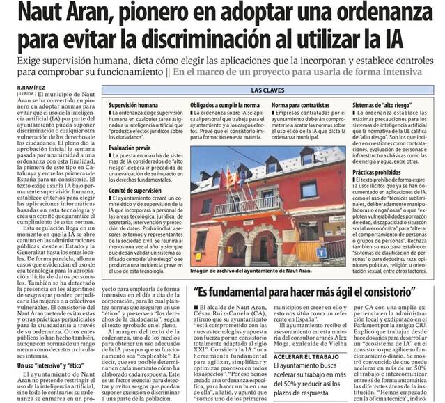 Naut Aran ei eth prumèr municipi de Catalonha en auer ua ordenança sus intelligéncia artificiau