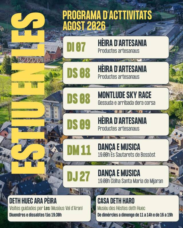 Programa d’activitats d’ostiu en Les entath mes d’agost