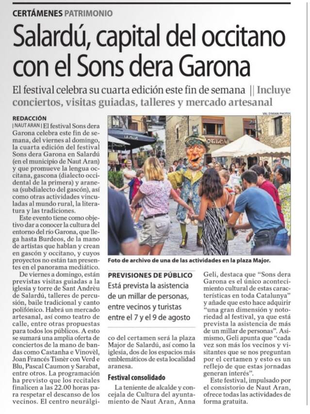 Salardú acuelh ua naua edicion deth Hestau Sons dera Garona deth 7 ath 9 d’agost