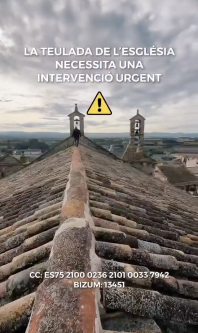 Crida a Arbeca per reparar la teulada de l'església