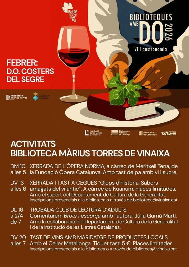 La Biblioteca Màrius Torres de Vinaixa s’estrena al projecte Biblioteques amb DO