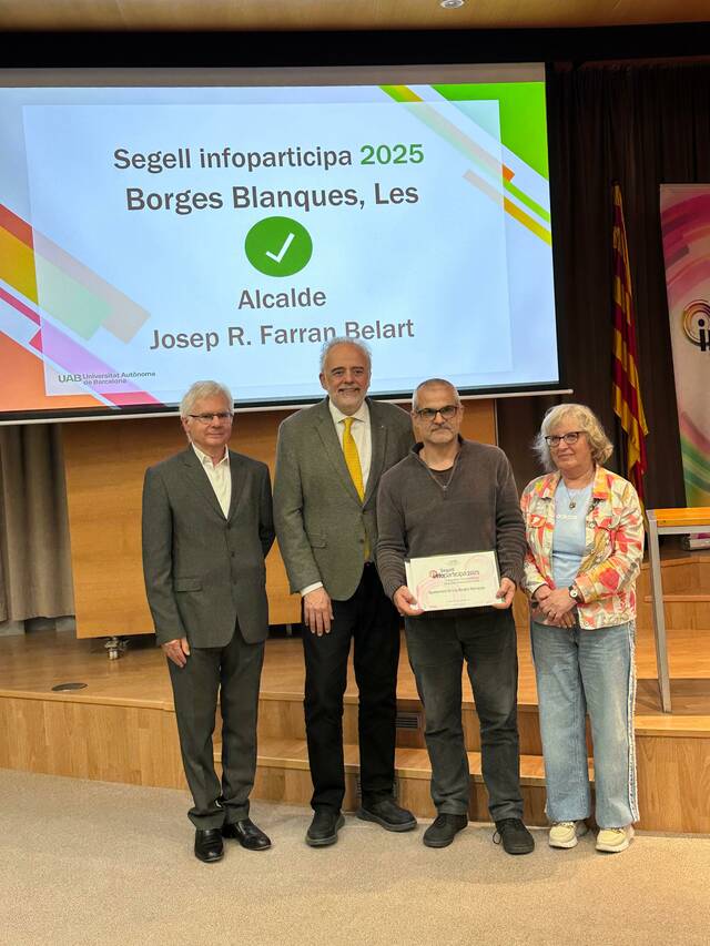 Les Borges torna a rebre el Segell Infoparticipa de la UAB