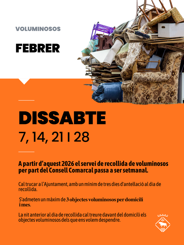 Recollida cada setmana de voluminosos a les Borges