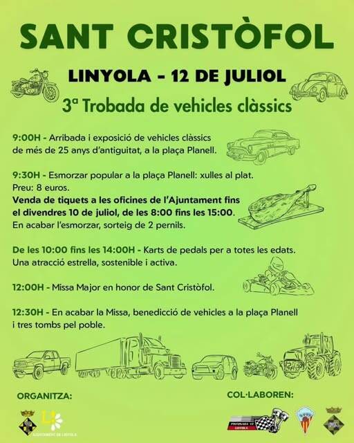 Cotxes clàssics a Linyola per Sant Cristòfol