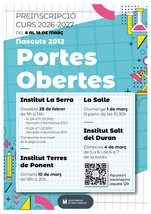 El centres educatius de Mollerussa obren portes per presentar el seu projecte abans de l’inici del període de preinscripció