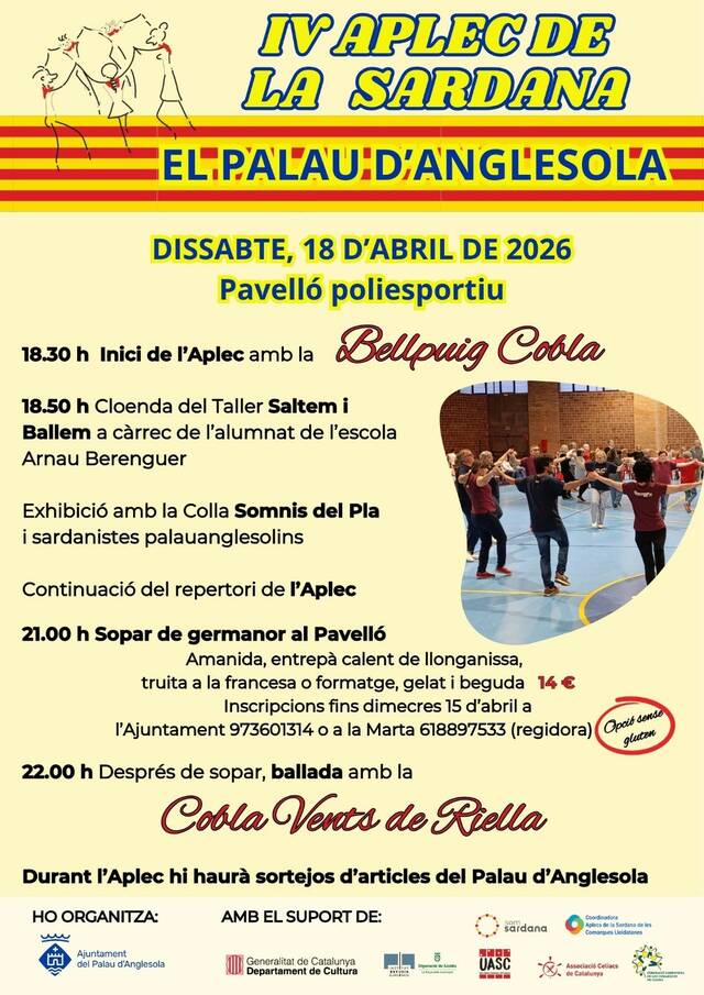 IV Aplec de la Sardana el 18 d’abril al Palau d’Anglesola