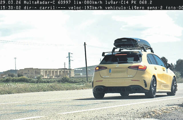 ‘Caçat’ a 193 km/h en un tram de 80 de la C-14 a Verdú