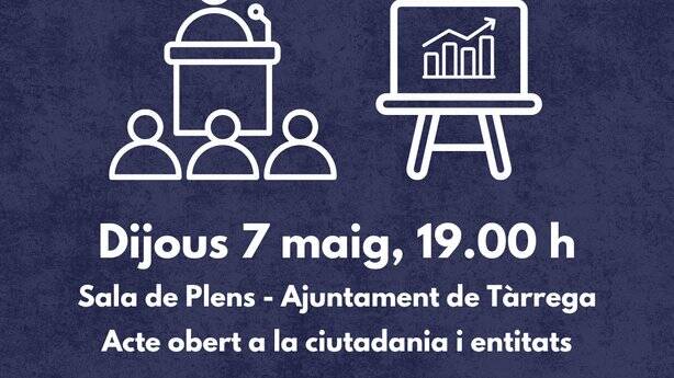 Tàrrega presenta el pressupost a la ciutadania dijous