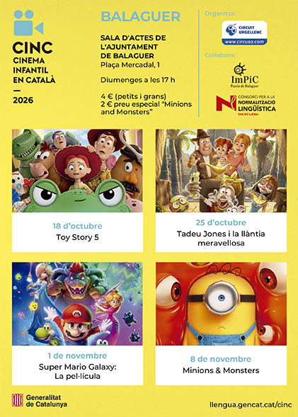 El Cinema Balaguer programa quatre pel·lícules infantils en català