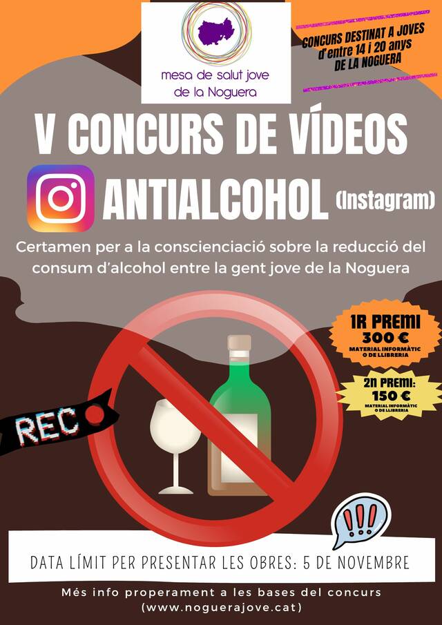El Concurs de vídeos antialcohol de la Noguera es trasllada a les xarxes socials