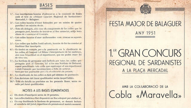 Localitzats els programes dels primers concursos de sardanes a Balaguer