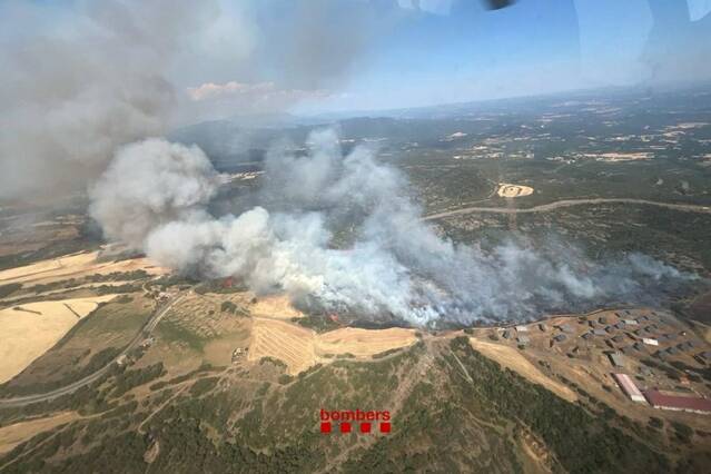Més d'una vintena de dotacions de Bombers en un incendi a Artesa de Segre