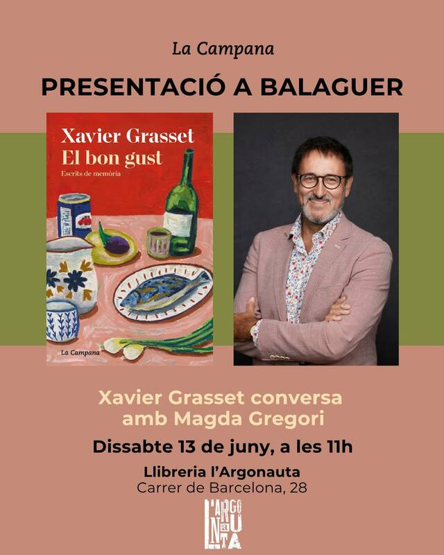 Xavier Grasset presentarà aquest dissabte el seu llibre a Balaguer