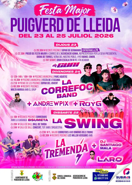 Música, foc i aigua dominen l’agenda de la festa major de Puigverd de Lleida