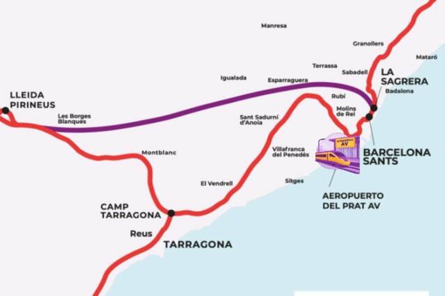 Transports preveu una via d’alta velocitat Lleida-Barcelona sense passar per Tarragona