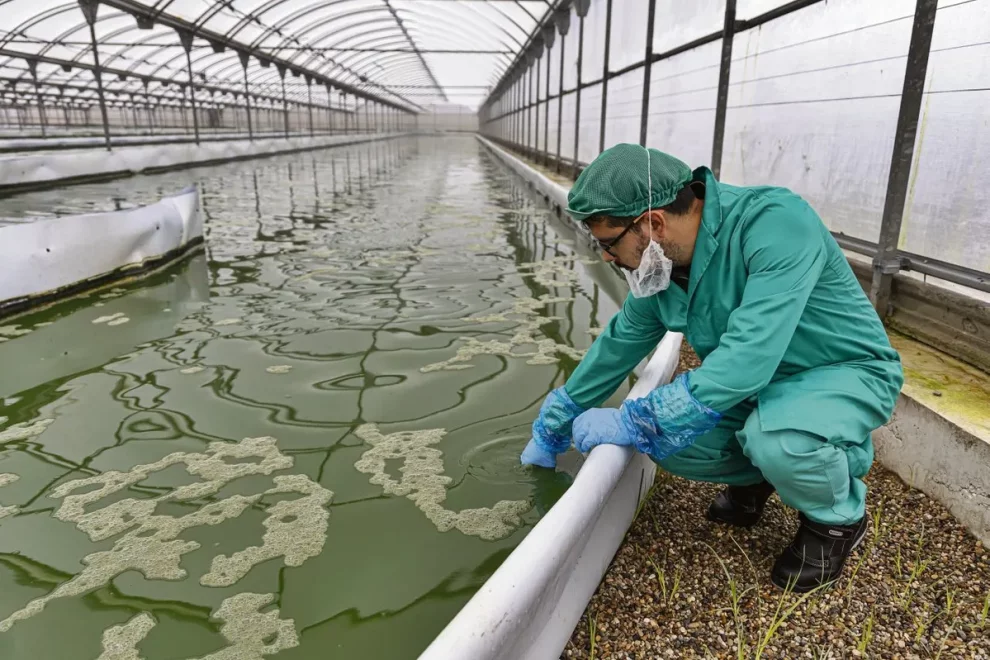 Un mar d’espirulina a Almacelles