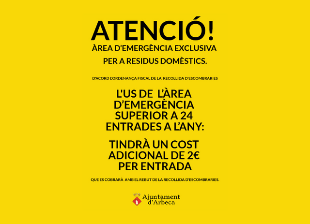 Ús responsable de l'Àrea d'Emergència d'Escombraries