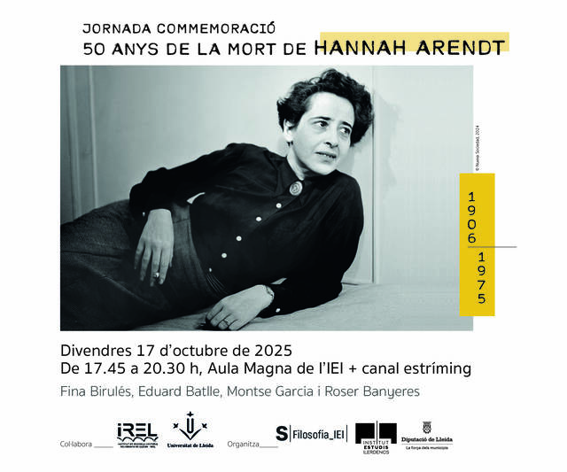 Jornada Commemoració dels 50 anys de la Mort de Hannah Arendt